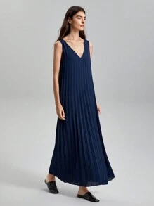 Ontre 女性v領百褶裙連身裙