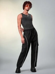 FeverCity Men's Slim Fit Crop Top Tank Top Suitable For Daily Wear In Spring And Summer - Dark Grey - View 4