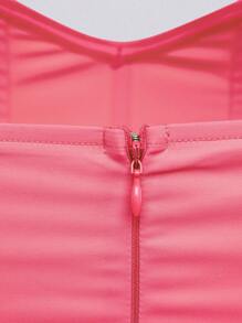 L'Amorae 露肩荷葉邊交叉裙擺連身裙