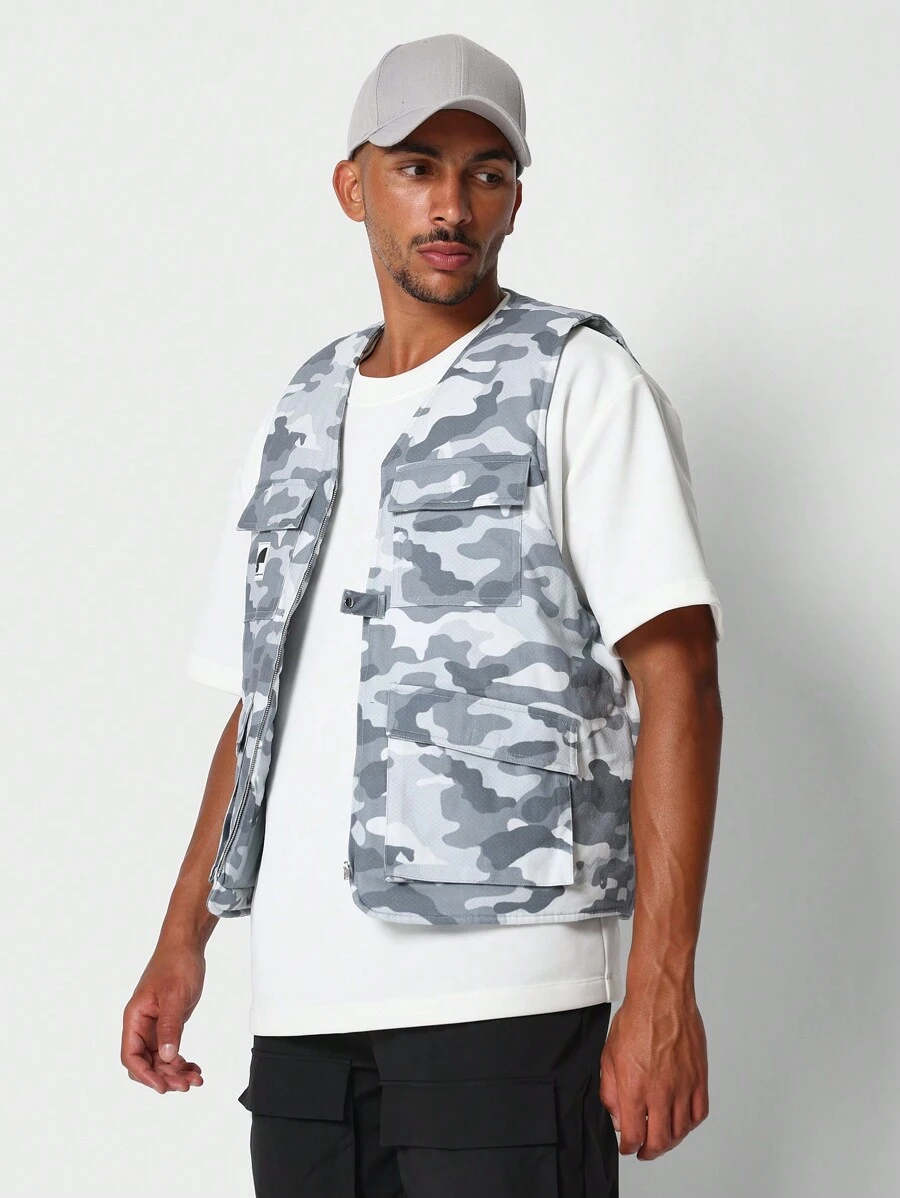 SUMWON Utility Gilet With Camo Print - Multicolor - View 1