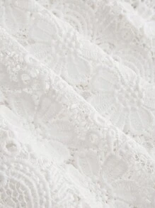 Breezaya 帶有類似鉤花圖案的大碼開衫，白色上衣 - 白色 - 查看 6