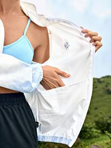 WanderVale Women's Fashionable Color Block Long Sleeve Zipper Sun-Protective Clothing - White - View 5