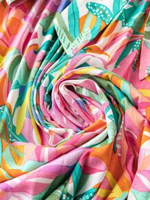 Franclia 花卉印花迷你立領百褶A字度假裙，收腰設計 - 彩色 - 查看 4