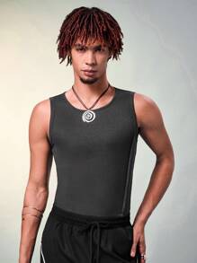 FeverCity Men's Slim Fit Crop Top Tank Top Suitable For Daily Wear In Spring And Summer - Dark Grey - View 5