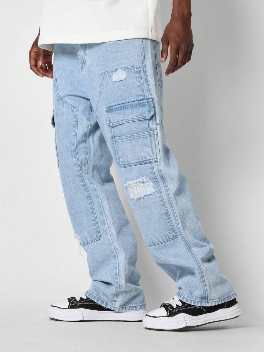 SUMWON Loose Fit Carpenter Cargo Jean - Blue - View 1