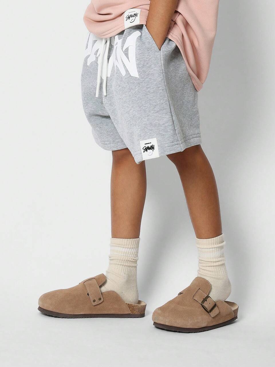 Mädchen kurze Hose mit Känguru Taschenfront Grafik Muster für junge Teenager