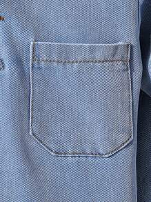 嬰兒男童簡約休閒牛仔套裝 - 淺色水洗藍 - 查看 3