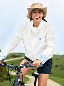WanderVale Women's Fashionable Color Block Long Sleeve Zipper Sun-Protective Clothing - White - View 6