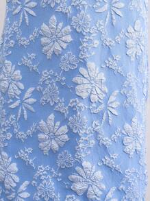 Tween Girl Vacation Style Floral Printed One-Piece Dress - Baby Blue - View 5