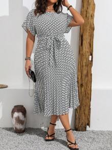 Vionelle Plus Size Women's Printed Simple Daily Summer Boho Dress Women Outfit - Multicolor - View 5