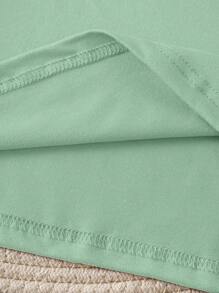 INAWLY Women's Plus Size Solid Color V-neck Short Sleeve T-shirt - Mint Green - View 4