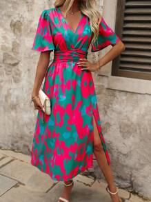 SHEIN Clasi Dopamine Print Colorful Thigh-High Slit Summer Vacation Dress,Summer Dresses For Women - Multicolor - View 4