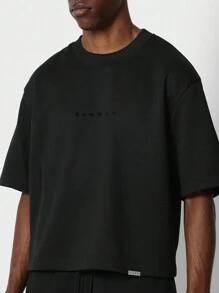SUMWON Camiseta premium ajustada corta con estampado de número en la parte posterior con flocado