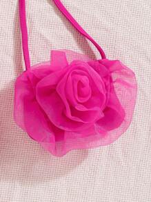 Elladie kids Young Girls' 2pcs Set With 3D Floral And Bow Decorations - Hot Pink - View 3
