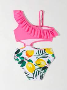 SHEIN 少女多彩印花單件泳衣 - 彩色 - 查看 2