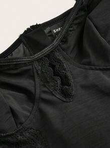 SHEIN BAE Lace Splicing Mesh See-Through Victoria Secret Corset Top,Rave Festival,Country Concert,Rave Festival - Black - View 10