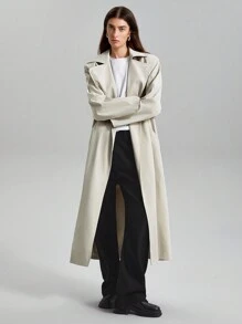 Ontre 女裝腰帶風衣 - 杏色 - 查看 7