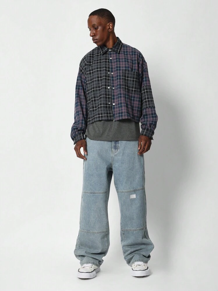 SUMWON 格紋拼色短款襯衫 - 彩色 - 查看 4