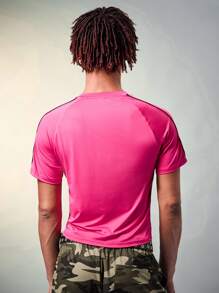 FeverCity 男士修身短袖圓領T恤，適用於夏季 - 粉色 - 查看 3
