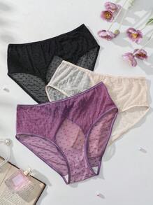 SHEIN Pantis triangulares de malla transparente con lunares sexy para mujer
