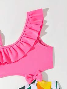 SHEIN 少女多彩印花單件泳衣 - 彩色 - 查看 3