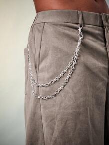 FeverCity Men's Loose Weave Straight Shorts With Chain In Velvet Fabric, Suitable For Summer - Grey - View 2