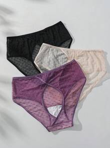SHEIN Pantis triangulares de malla transparente con lunares sexy para mujer
