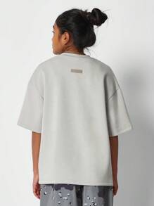 SUMWON T-shirt surdimensionné avec imprimé devant pour filles pré-adolescentes - Kaki - Voir 2