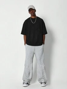 SUMWON Oversized Athletic Jogger Sweatpants Casual Lounge Activewear Workout Running Gym Sports Pants Classic Style Fall Winter Fleece - Grey - View 3