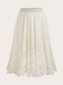 Franclia 加大码纯色优雅夏季长裙蕾丝女装