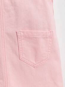 SHEIN Vintaside Kids 少女刺繡牛仔連衣裙，附有裝飾點綴