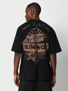 SUMWON Camiseta con gráfico impreso de la ciudad de Nueva York - Negro - Ver 1