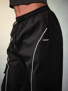 FeverCity Quần dài ống suông dệt kim cho nam, thích hợp cho mùa hè - màu đen - Xem 2