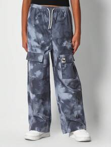 SUMWON Tween 女童罗纹背心搭配全印花工装裤两件套 - 灰色 - 查看 4