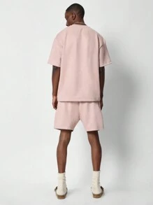 SUMWON Suedette Tee And Short 2 Piece Set - Pink - View 2