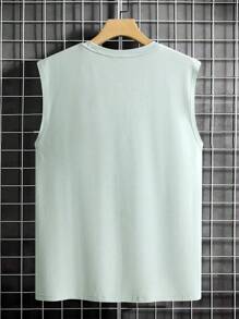 Manfinity Homme Men's Summer Solid Color Round Neck Casual Tank Top - Mint Green - View 2