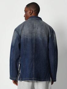 SUMWON Oversize passender langärmeliger Denim-Hemd mit Pattentasche-Detail - Blau - Übersicht 2