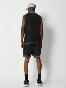 SUMWON 洗水坦克和短褲2件套裝 - 黑色 - 查看 2