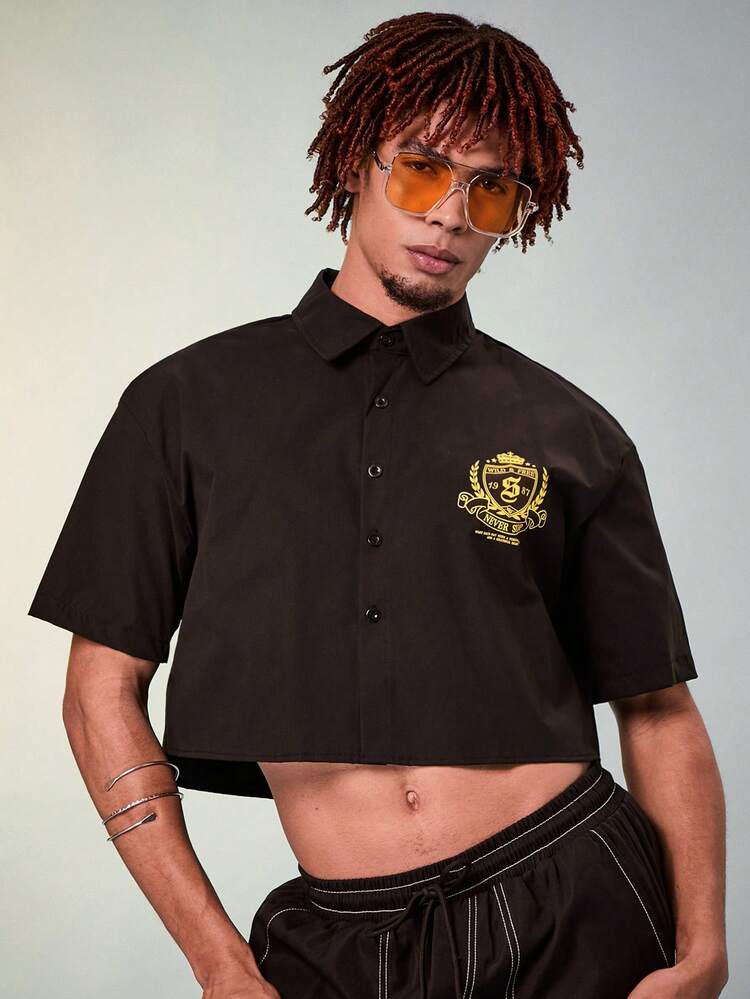 Men's Letter Print Short Sleeve Shirt