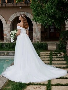 优雅露肩串珠性感婚纱女式婚纱结婚新娘礼服新娘礼服