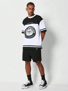 SUMWON Camiseta con estampado gráfico de bloque de color de Los Ángeles - Blanco - Ver 4