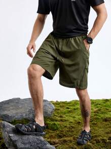 In My Nature In My Nature Solid Color Drawstring Shorts With Pocket For Outdoor Activities, Summer