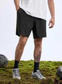 In My Nature Men's Printed Simple Outdoor Casual Shorts Black Shorts - Black - View 6