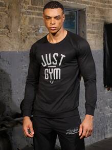 Gym Rark Áo nỉ thể thao tay dài in họa tiết mỏng nhẹ thoáng khí thời trang dành cho nam Boyfriend Style Áo nỉ thể thao tay dài dành cho nam Boyfriend Style - màu đen - Xem 3