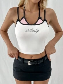 Flirla Witte mouwloze top met strikontwerp voor dames
