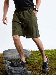 In My Nature In My Nature Solid Color Drawstring Shorts With Pocket For Outdoor Activities, Summer