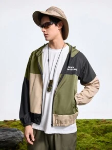 In My Nature Hooded Color Block Zipper Casual Outdoor Jacket With Long Sleeves - Multicolor - View 10