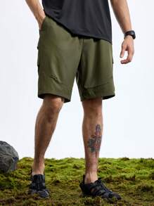 In My Nature In My Nature Solid Color Drawstring Shorts With Pocket For Outdoor Activities, Summer