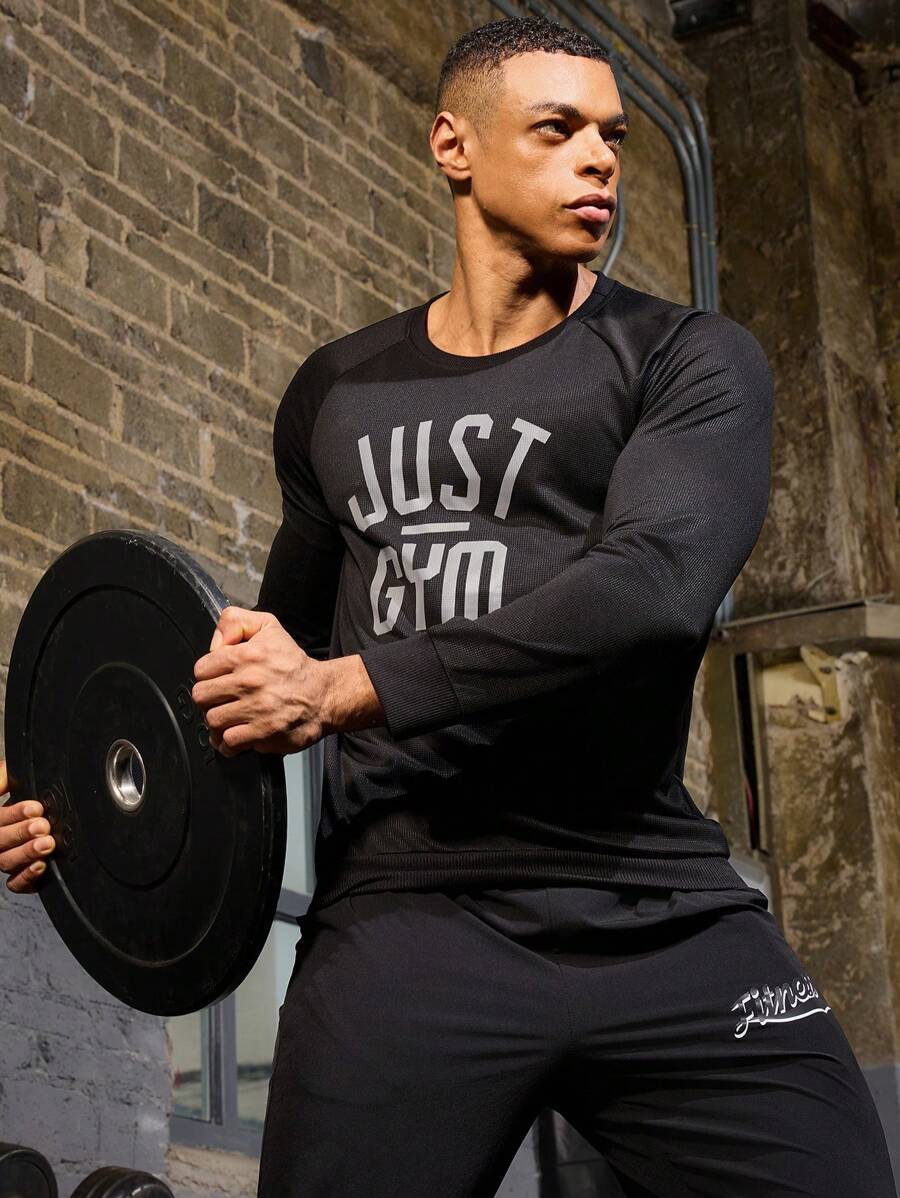 Gym Rark Áo nỉ thể thao tay dài in họa tiết mỏng nhẹ thoáng khí thời trang dành cho nam Boyfriend Style Áo nỉ thể thao tay dài dành cho nam Boyfriend Style - màu đen - Xem 1