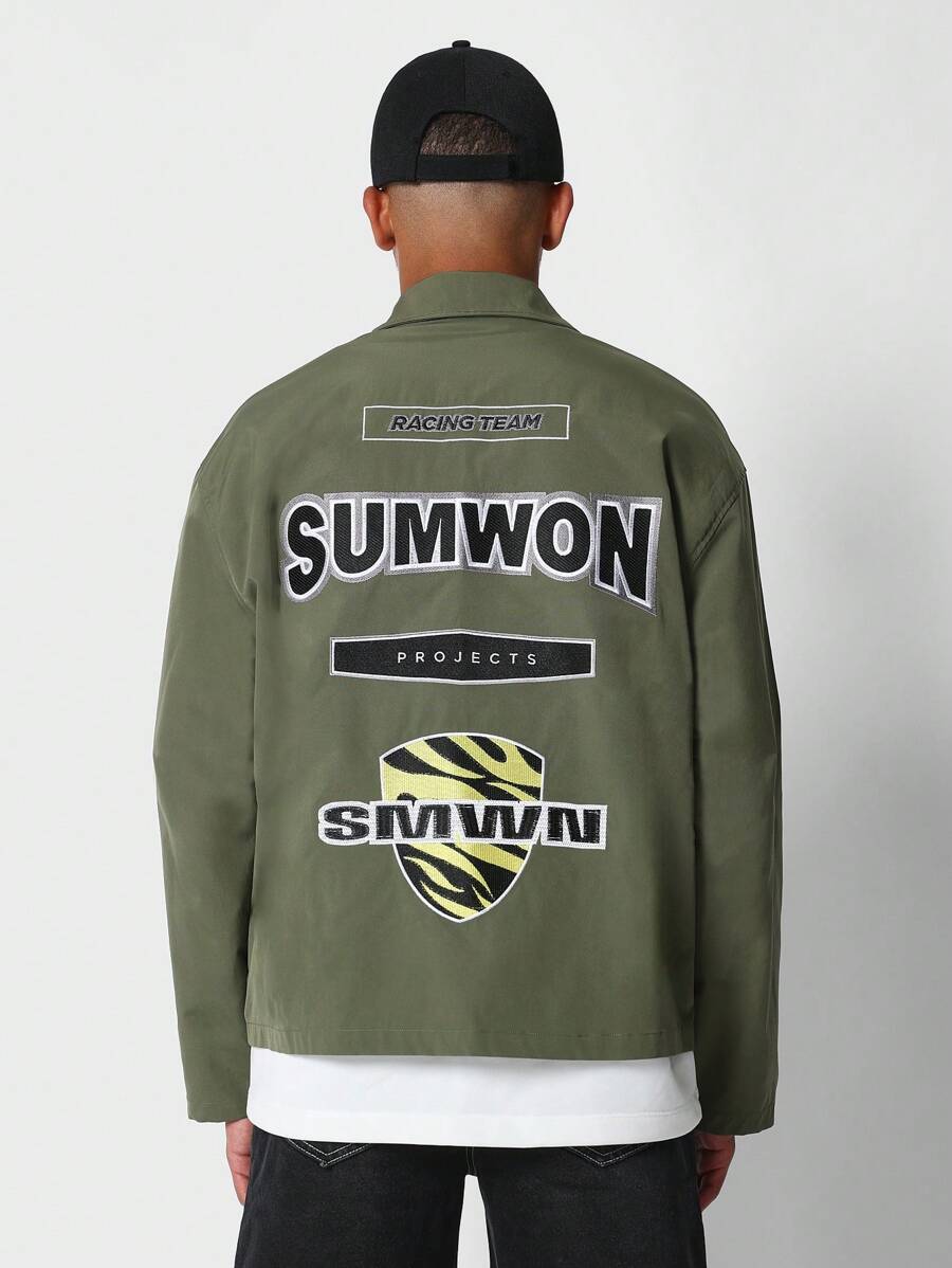 SUMWON Boxy Fit Long Sleeve Shirt With Back Graphic | SHEIN USA